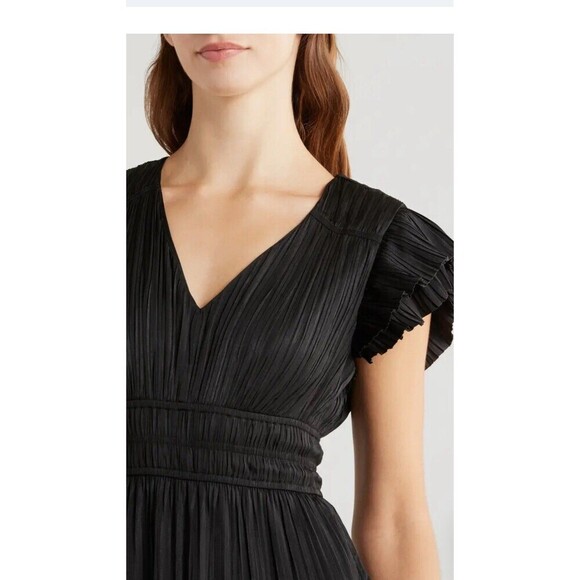 MOON RIVER Plissé Midi Dress Size XS Black NEW Pleated Goddess Party Tuckernuck - Picture 3 of 15
